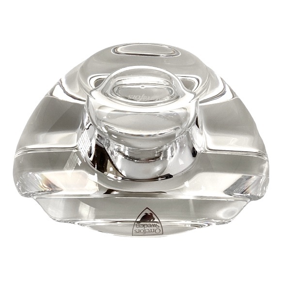 Orrefors Clear Crystal Oval Candlestick Tealight Holder Sweden Sticker Signed - Picture 10 of 14